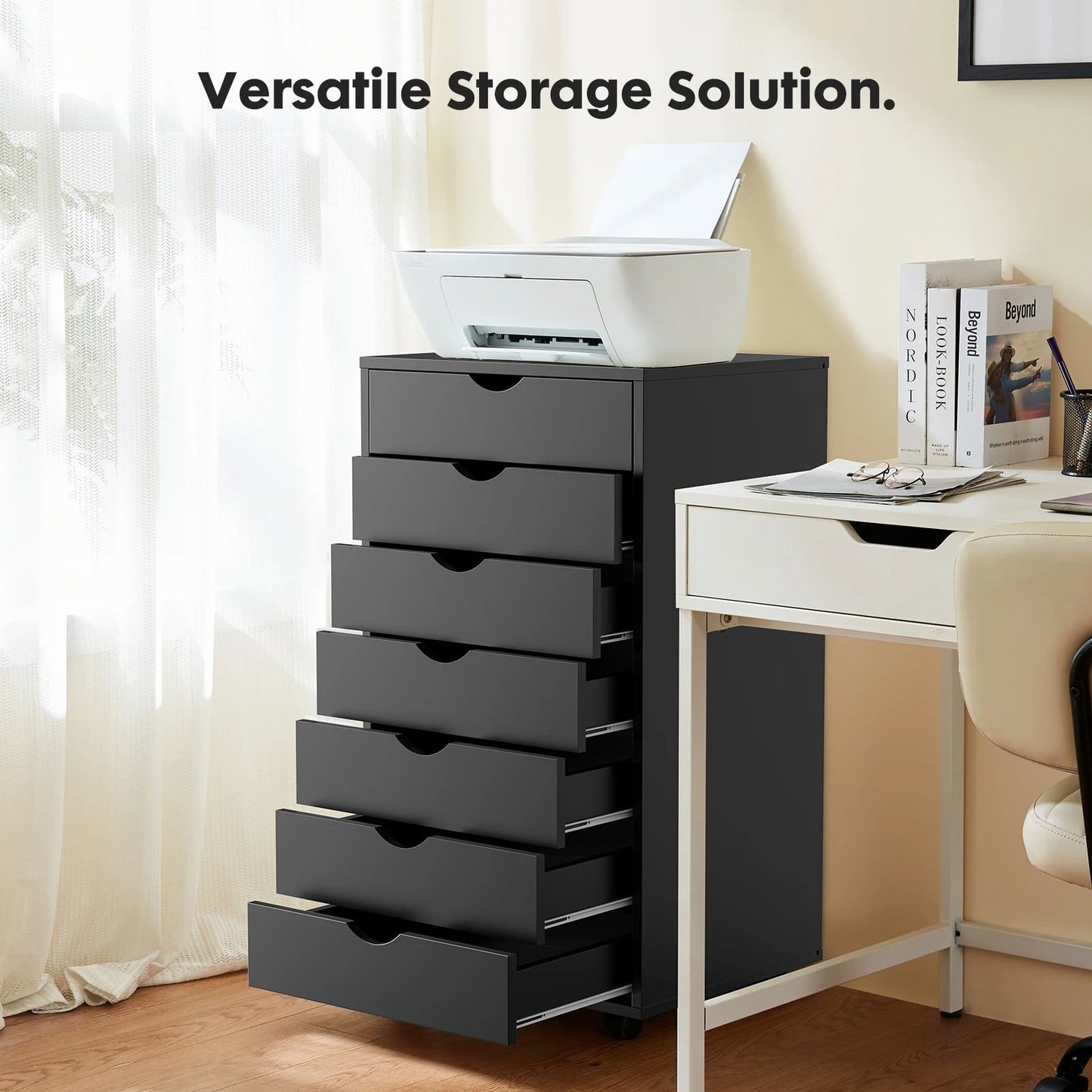 Drawer Chest Dresser With Wheels Mobile Storage Cabinet Wooden Nightstand  Office Organizer For Liv 3