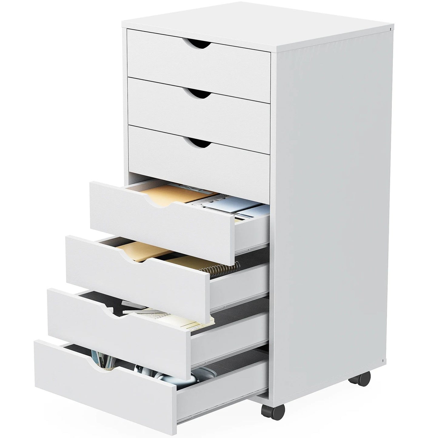 Drawer Chest Dresser With Wheels Mobile Storage Cabinet Wooden Nightstand  Office Organizer For Liv 5