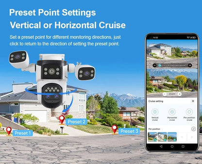 LS VISION 10K Four Lens PTZ Camera 20MP 10X Zoom 4 Screens Wireless Outdoor IP Security Camera With 2