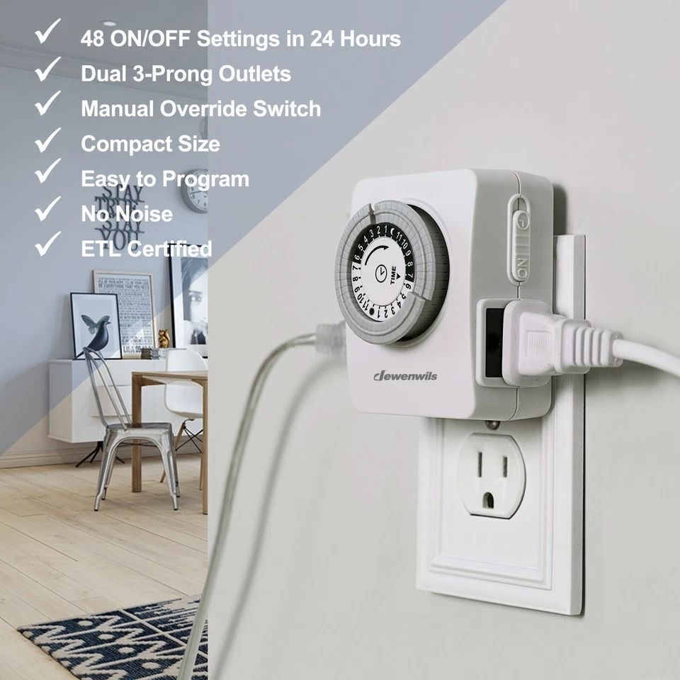 Indoor Outlet Timer PlugIn 24Hour Light Timer Switch For Lamps Appliances  Holiday Decor 3