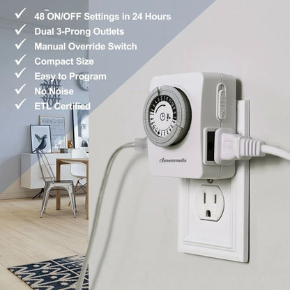 Indoor Outlet Timer PlugIn 24Hour Light Timer Switch For Lamps Appliances  Holiday Decor 3