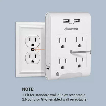 Wall Plug Outlet Adopter With 2 USB Ports  Light Sensor Night Light 4