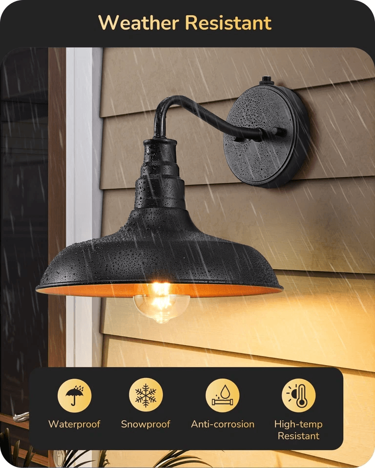 Dusk To Dawn Outdoor Wall Lights Farmhouse Gooseneck Barn Black Porch Lanterns 6
