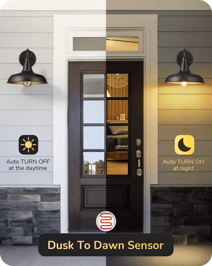 Dusk To Dawn Outdoor Wall Lights Farmhouse Gooseneck Barn Black Porch Lanterns 3