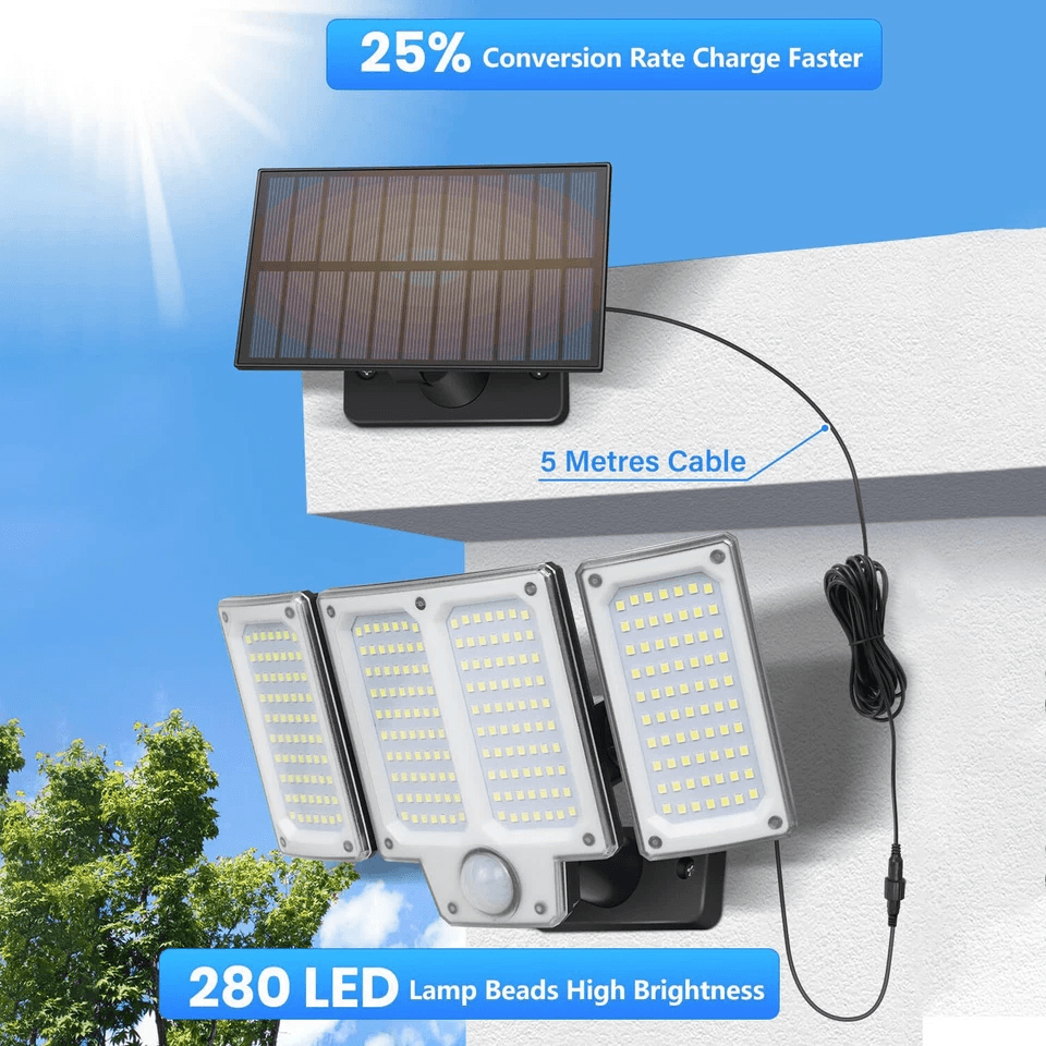 Solar Wall Light With Remote LED Garden Security Flood Lamp Indoors  Outdoors 1