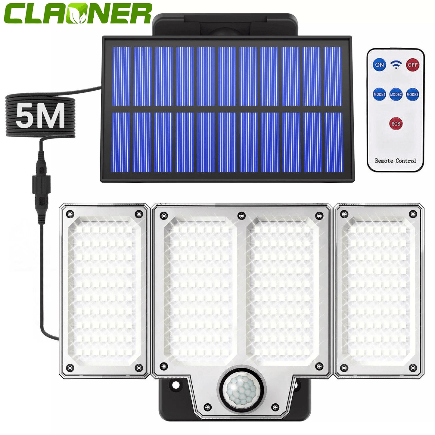 Solar Wall Light with Remote, LED Garden Security Flood Lamp Indoors & Outdoors