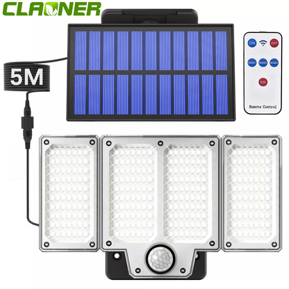 Solar Wall Light with Remote, LED Garden Security Flood Lamp Indoors & Outdoors