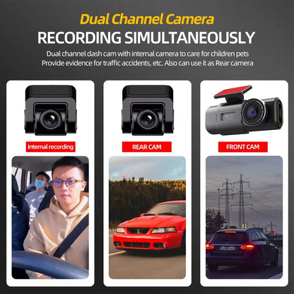 EACE 4K Dashcam With GPS  WiFi 24H Parking Dual Lens 1080P Rearview Camera Night Vision Car Black B