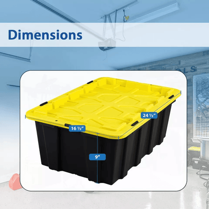 Snap Lid Storage Bin Durable Black Plastic Tote Boxes Stackable Garage  Workshop Containers 2