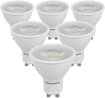 6 Pack 5000K GU10 Dimmable LED Light Bulbs, 7W Energy Saving Daylight Replacement for 50W Halogen