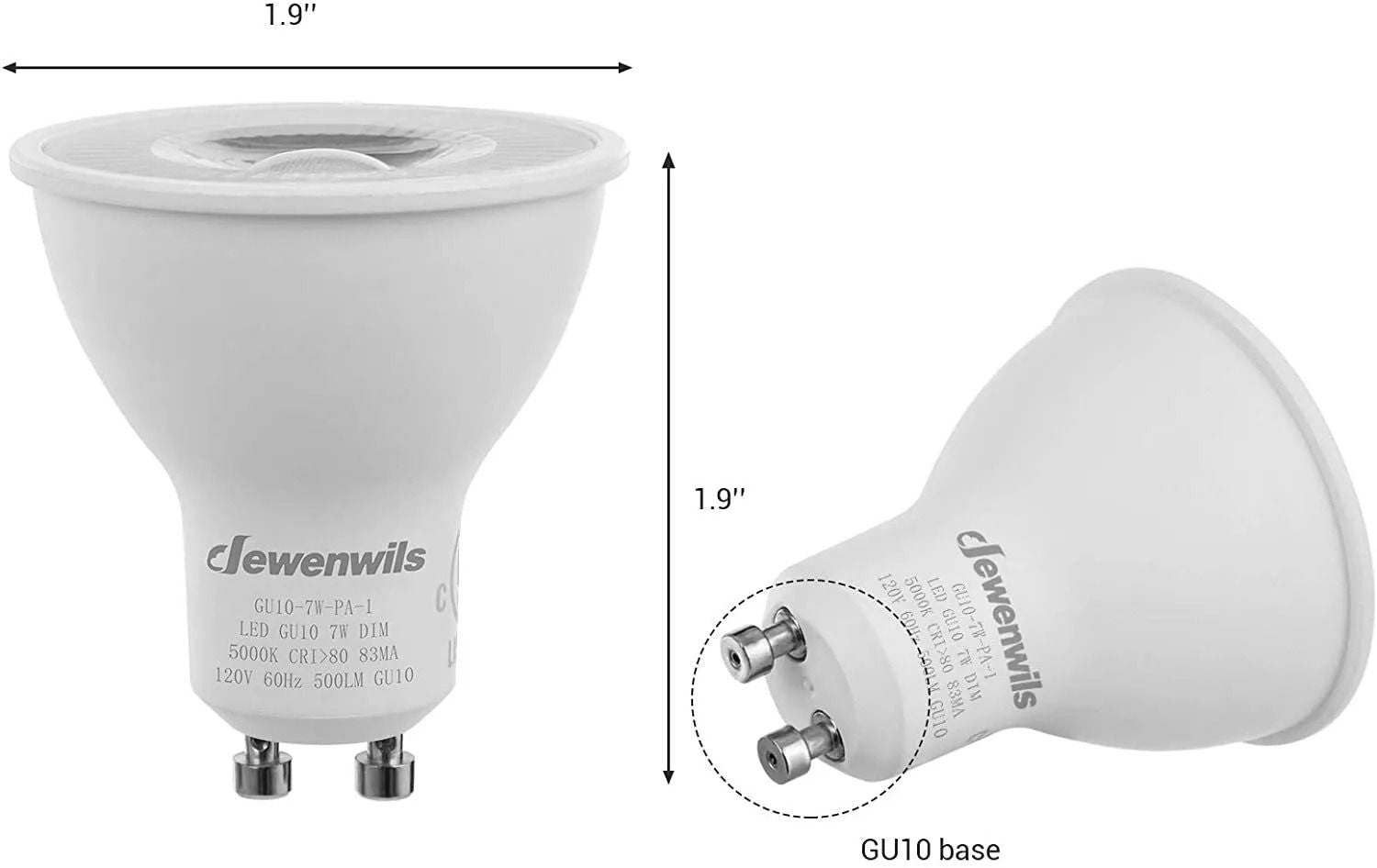 6 Pack 5000K GU10 Dimmable LED Light Bulbs 7W Energy Saving Daylight Replacement For 50W Halogen 4