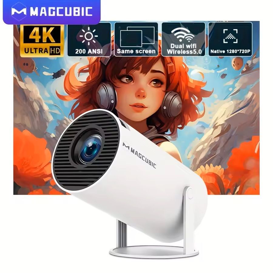 Wireless Home Projector with WiFi and Screen Mirroring