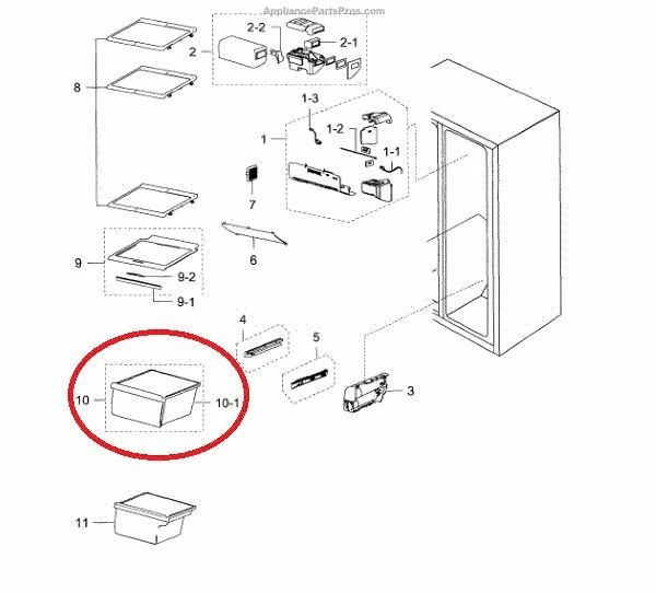 Samsung Refrigerator Upper Vegetable Drawer Compatible Durable Crisper Bin For Fresh Produce 3