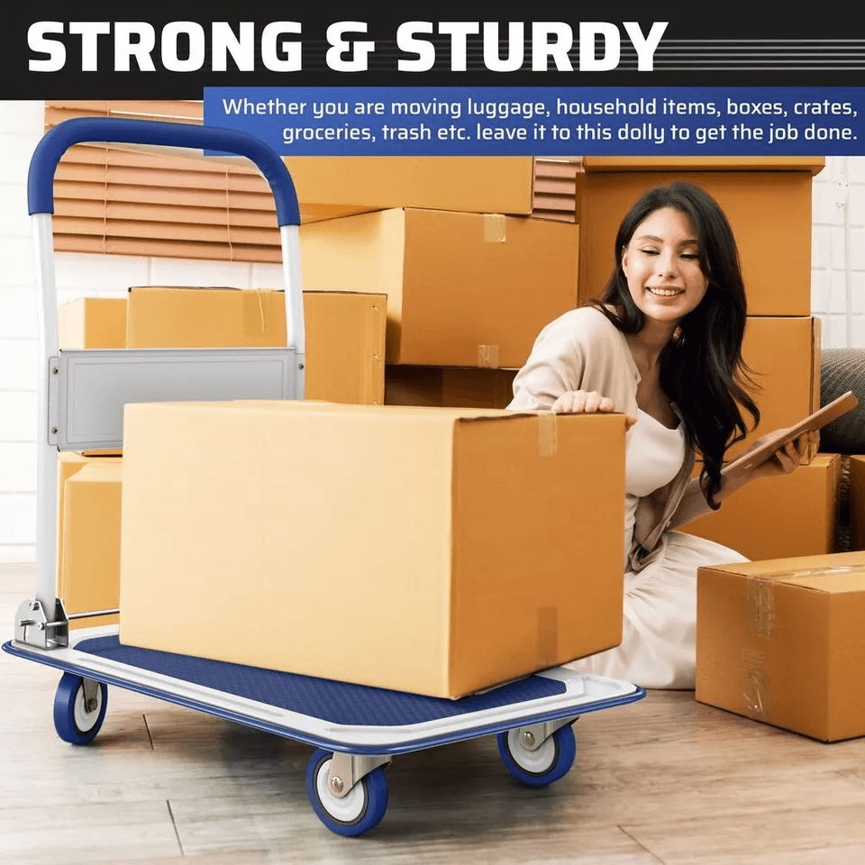 Heavy Duty Folding Hand Truck Dolly Cart With Wheels Luggage Cart Trolley For Moving Boxes  Travel 7