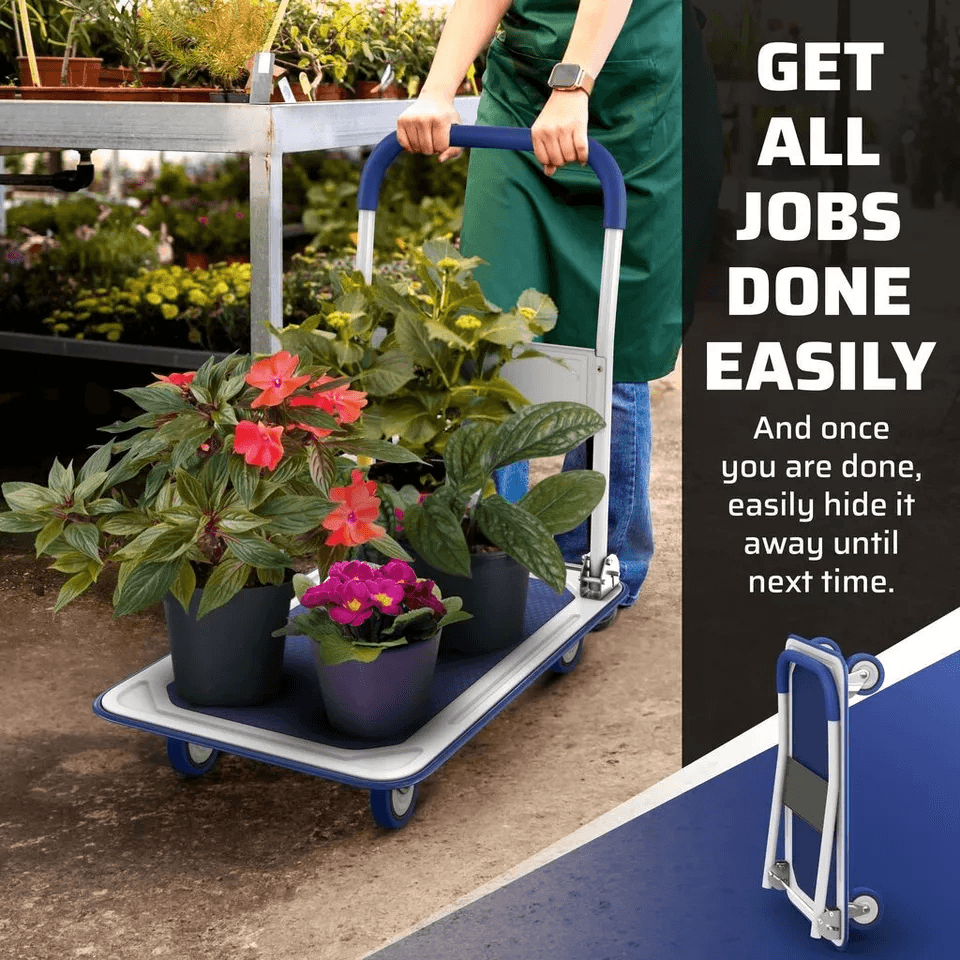 Heavy Duty Folding Hand Truck Dolly Cart With Wheels Luggage Cart Trolley For Moving Boxes  Travel 5