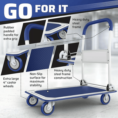 Heavy Duty Folding Hand Truck Dolly Cart With Wheels Luggage Cart Trolley For Moving Boxes  Travel 2