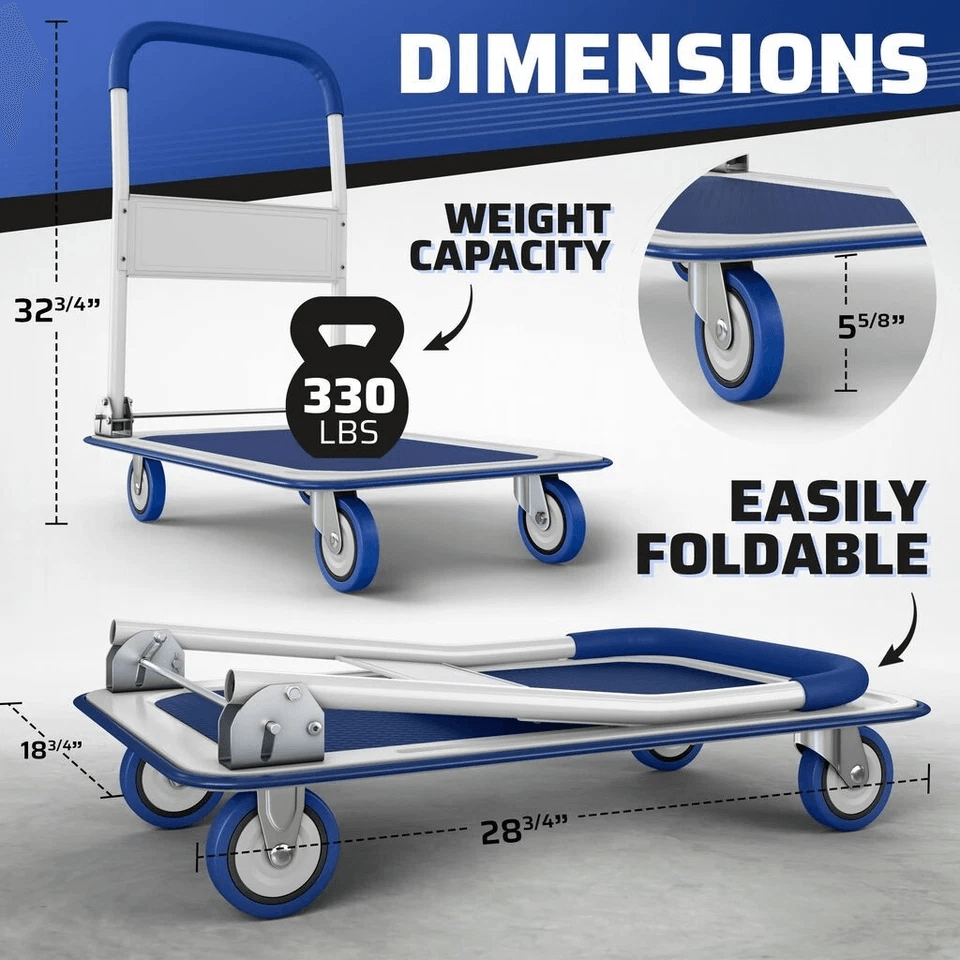 Heavy Duty Folding Hand Truck Dolly Cart With Wheels Luggage Cart Trolley For Moving Boxes  Travel 1