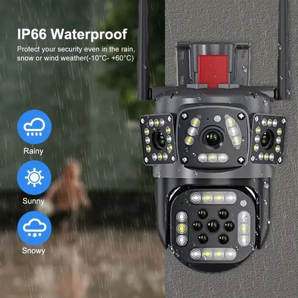 6K 12MP WiFi Surveillance Camera Outdoor Triple Lens Triple Screen PTZ Motion Detection IP Security 1