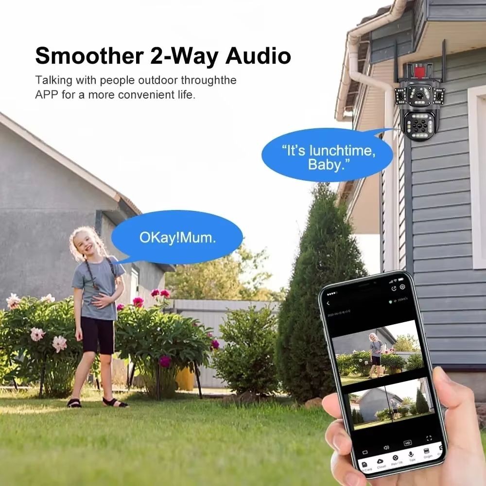 6K 12MP WiFi Surveillance Camera Outdoor Triple Lens Triple Screen PTZ Motion Detection IP Security 2