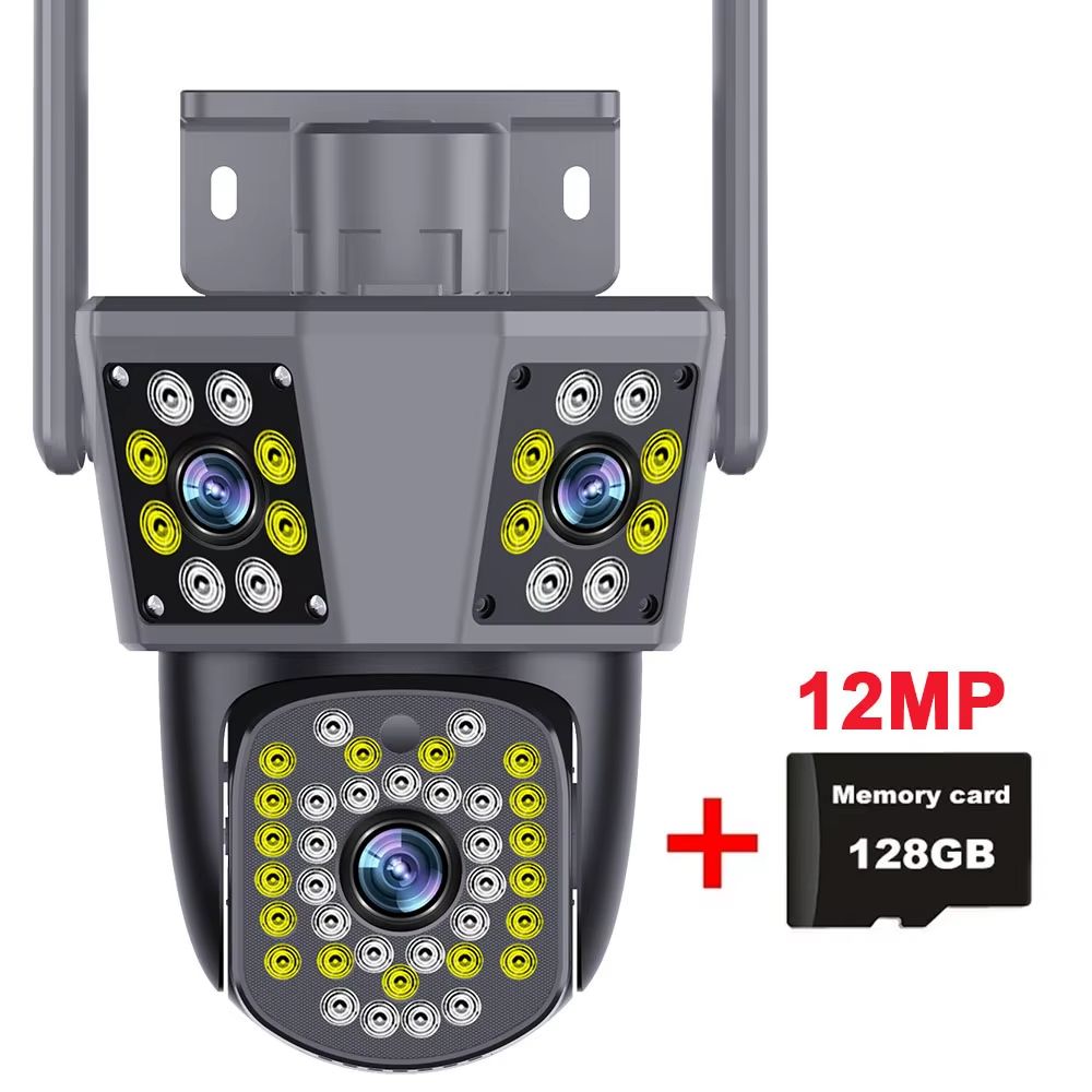 6K 12MP WiFi Surveillance Camera Outdoor Triple Lens Triple Screen PTZ Motion Detection IP Security 9