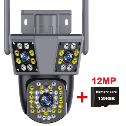 6K 12MP WiFi Surveillance Camera Outdoor Triple Lens Triple Screen PTZ Motion Detection IP Security 9