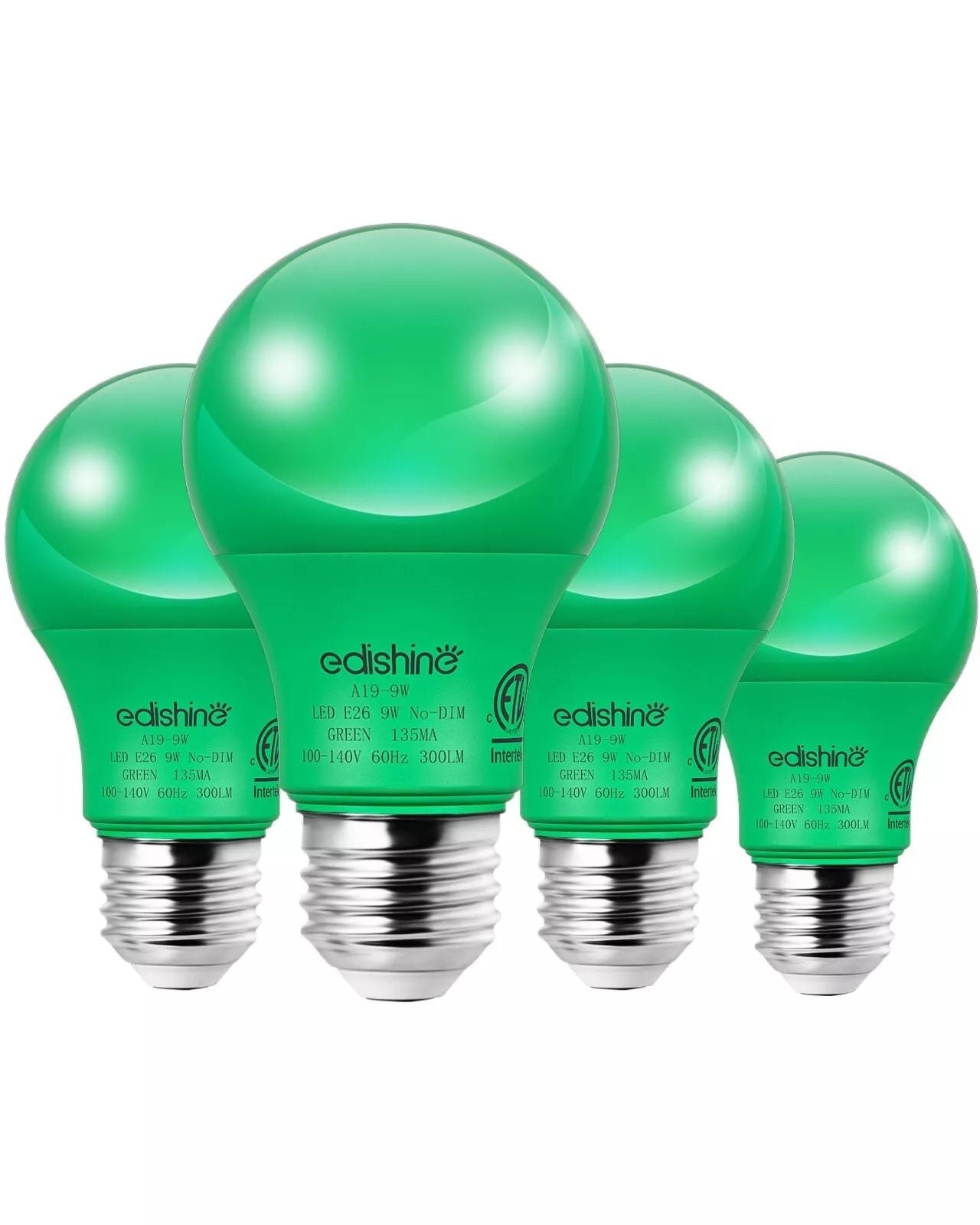 Green Light Bulb 4 Pack A19 LED 9 W E26 60 W Equivalent Eco Bulbs 1