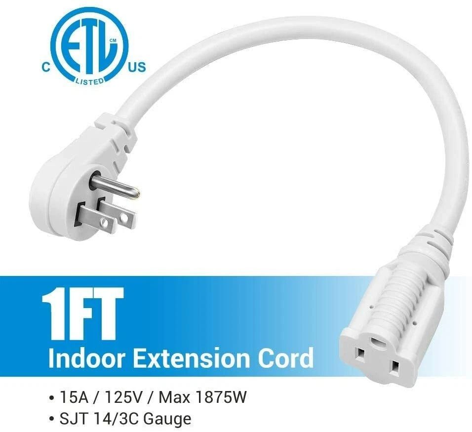 Indoor Flat Plug Extension Cord 14 Gauge Heavy Duty 3Prong 3Pack 4