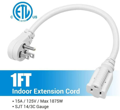 Indoor Flat Plug Extension Cord 14 Gauge Heavy Duty 3Prong 3Pack 4