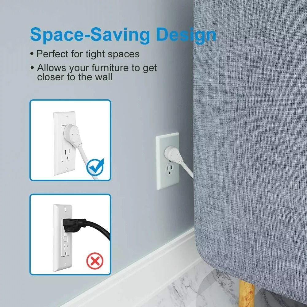 Indoor Flat Plug Extension Cord 14 Gauge Heavy Duty 3Prong 3Pack 3