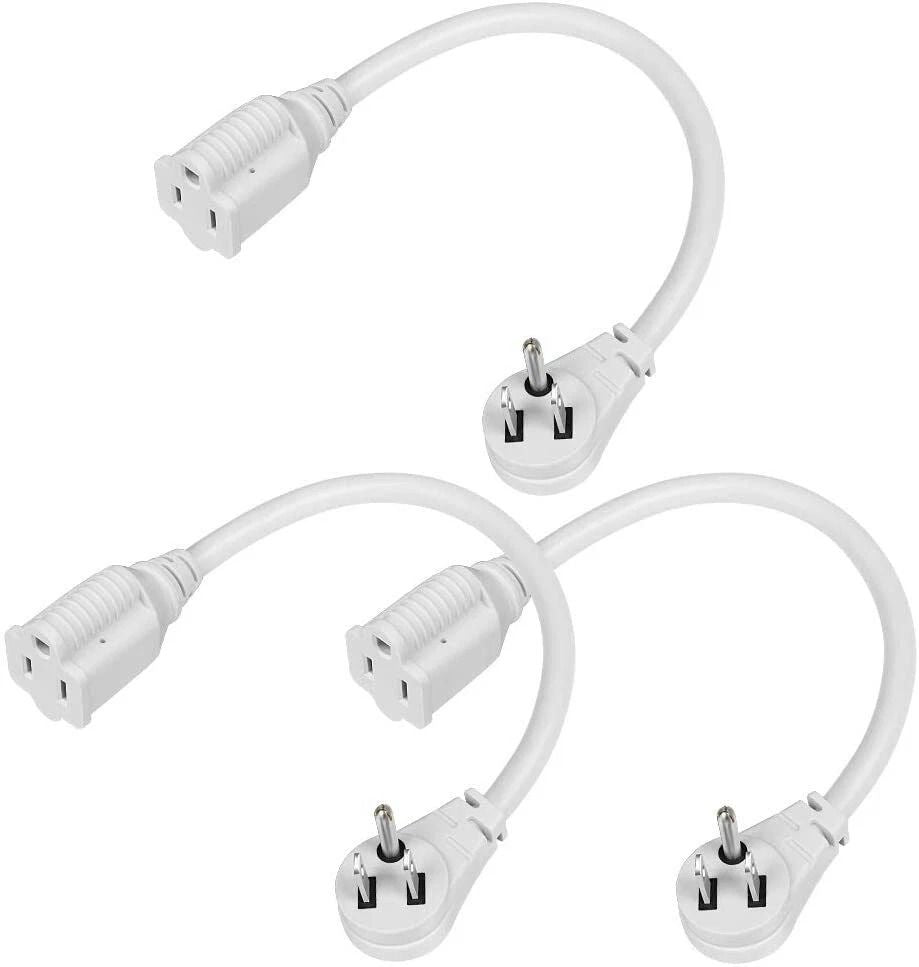 Indoor Flat Plug Extension Cord 14 Gauge, Heavy Duty 3-Prong, 3-Pack