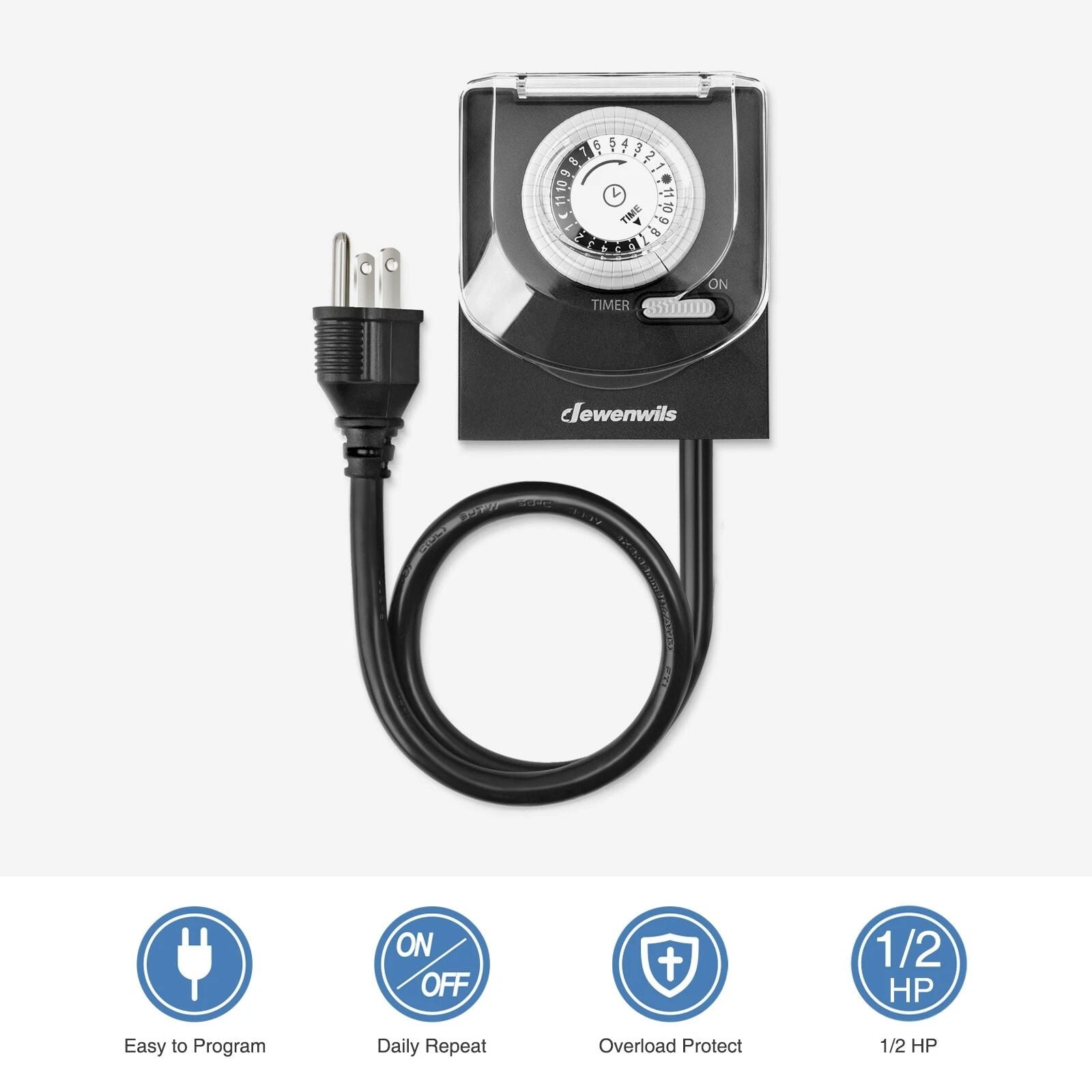 Waterproof Outdoor Light Timer 2 Ft Cord Outlet Timer For Gardens 7
