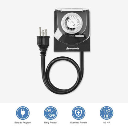 Waterproof Outdoor Light Timer 2 Ft Cord Outlet Timer For Gardens 7