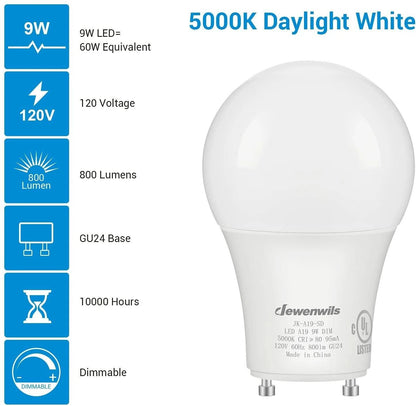 GU24 LED Light Bulb Dimmable 5000K Daylight 2Prong 4