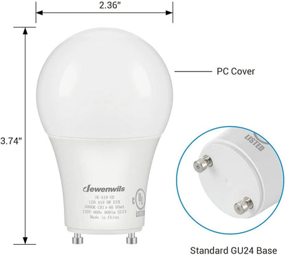 GU24 LED Light Bulb Dimmable 5000K Daylight 2Prong 5
