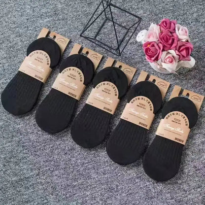 5 Pairs Women Silicone Invisible Boat Socks Summer Solid Color Soft Cotton NoShow Socks 8