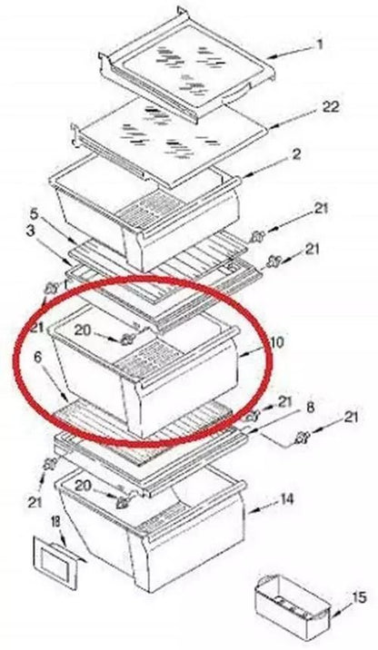 Upper Crisper Pan Compatible With Whirlpool WP2188656 Refrigerator 5