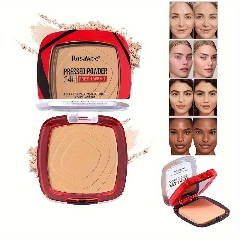 Matte Full Coverage Pressed Powder Foundation With Puff 24H Fresh Wear Weightless Finishing Makeup 1