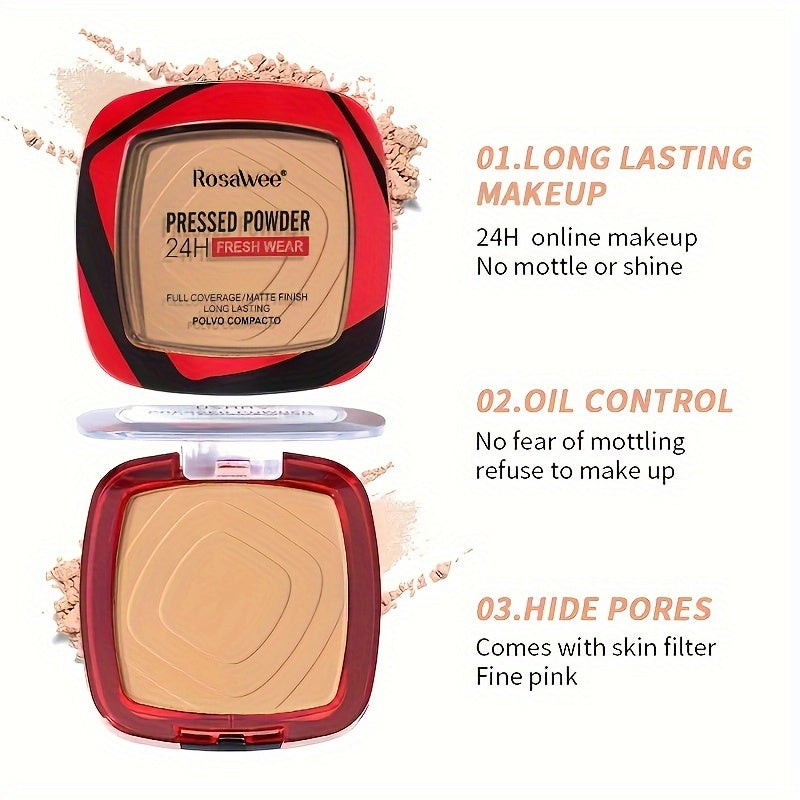 Matte Full Coverage Pressed Powder Foundation With Puff 24H Fresh Wear Weightless Finishing Makeup 4