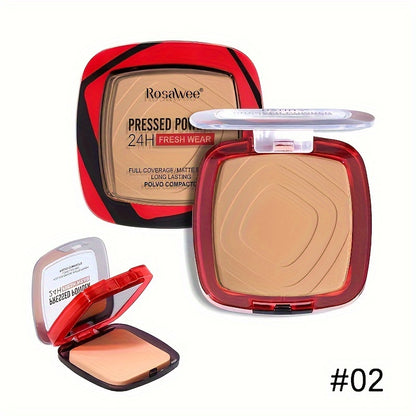 Matte Full Coverage Pressed Powder Foundation With Puff 24H Fresh Wear Weightless Finishing Makeup 9