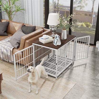 Large Wooden Dog Crate Indoor Furniture Elevated Pet Dog Cage Kennel End Table With 3 Doors  Remova 3