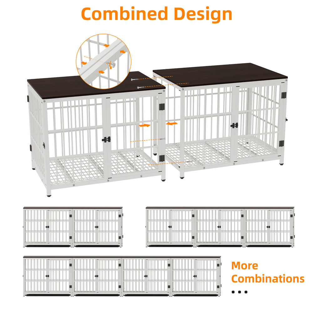 Large Wooden Dog Crate Indoor Furniture Elevated Pet Dog Cage Kennel End Table With 3 Doors  Remova 4