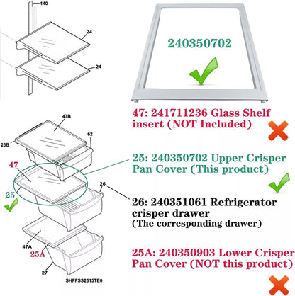 Crisper Pan (Top) Compatible with Electrolux & Frigidaire Refrigerator – Replacement Refrigerator Drawer