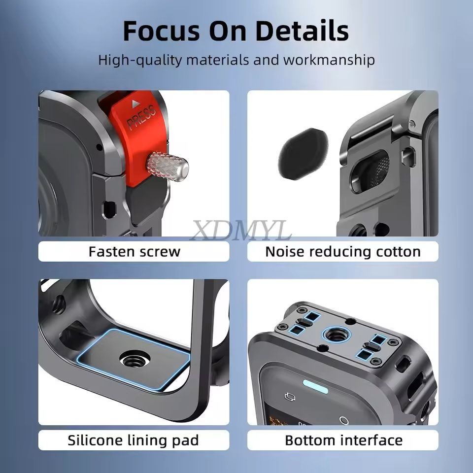 Aluminum Protective Rabbit Cage For Insta360 X5 With Lens Cover  Cold Shoe Mount 3