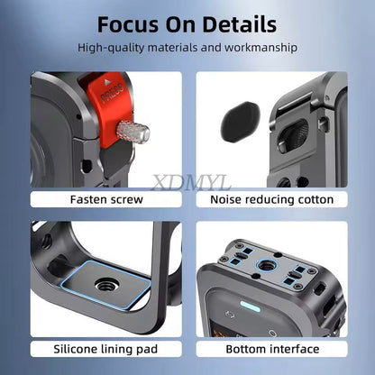 Aluminum Protective Rabbit Cage For Insta360 X5 With Lens Cover  Cold Shoe Mount 3