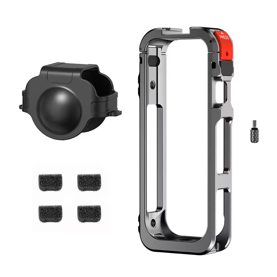 Aluminum Protective Rabbit Cage For Insta360 X5 With Lens Cover  Cold Shoe Mount 6