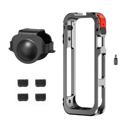 Aluminum Protective Rabbit Cage For Insta360 X5 With Lens Cover  Cold Shoe Mount 6