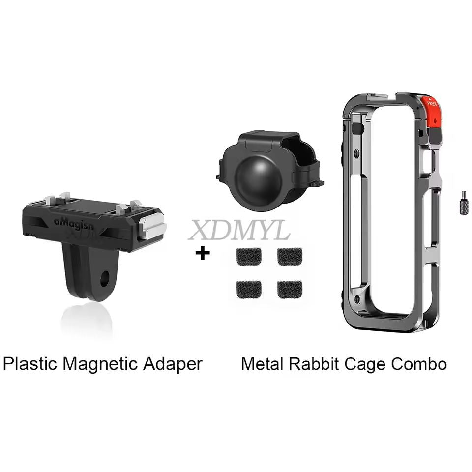Aluminum Protective Rabbit Cage For Insta360 X5 With Lens Cover  Cold Shoe Mount 7