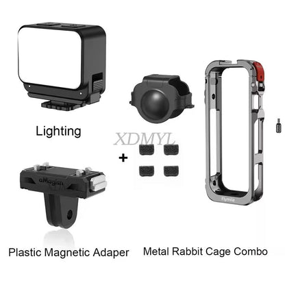 Aluminum Protective Rabbit Cage For Insta360 X5 With Lens Cover  Cold Shoe Mount 8