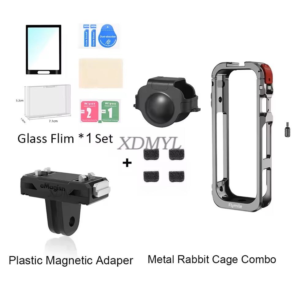 Aluminum Protective Rabbit Cage For Insta360 X5 With Lens Cover  Cold Shoe Mount 10