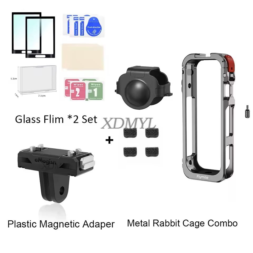 Aluminum Protective Rabbit Cage For Insta360 X5 With Lens Cover  Cold Shoe Mount 11